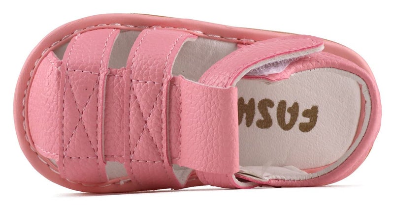 CINDEAR Baby Boys & Girls Sandals Squeaky Closed-Toe Anti-Slip Premium Rubber Sole Toddler First Walkers Shoes Indoor & Outdoor with Removable Squeakers 1302-PK15 - Image 4